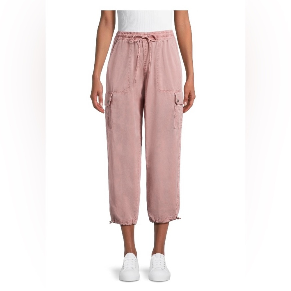 Time and Tru Parachute Cargo Jogger Pants, Pink Dusty Rose, Size L, Lyocell